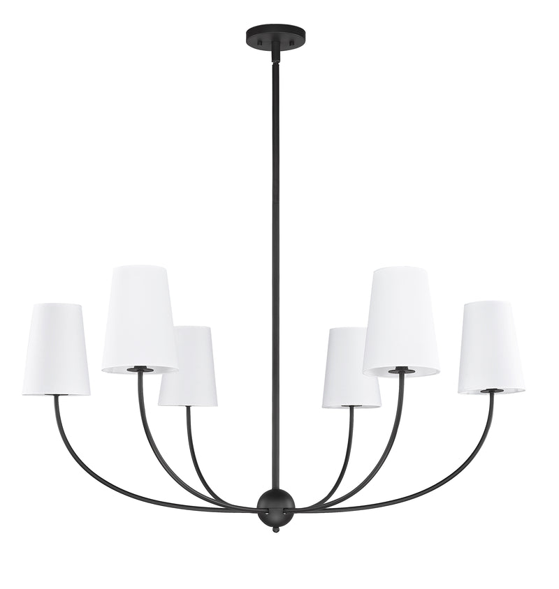 Shannon 6 Light 42" Chandelier in Matte Black