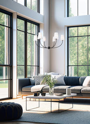 Shannon 6 Light 42" Chandelier in Matte Black in a room setting