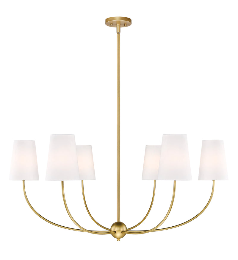 Shannon 6 Light 42" Chandelier in Rubbed Brass