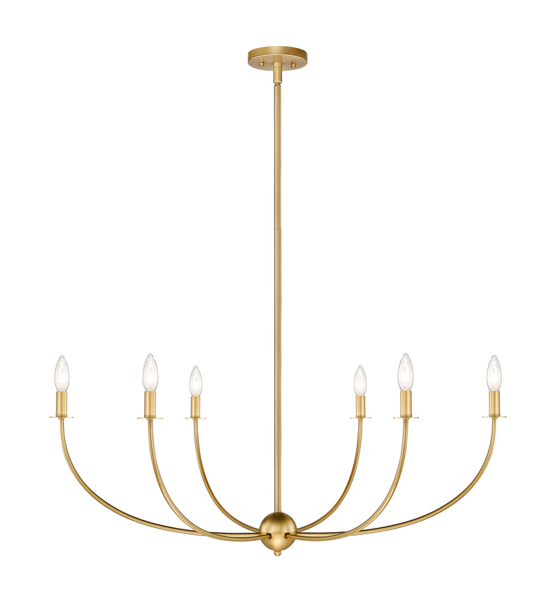 Shannon 6 Light 42" Chandelier in Rubbed Brass