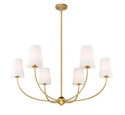 Shannon 6 Light 42" Chandelier in Rubbed Brass