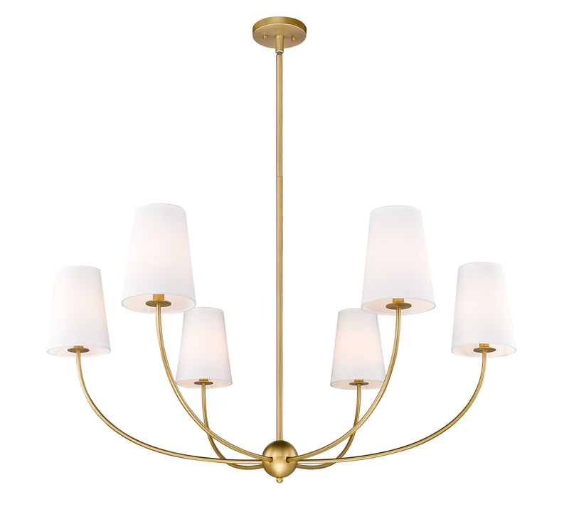 Shannon 6 Light 42" Chandelier in Rubbed Brass