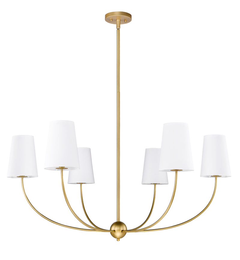 Shannon 6 Light 42" Chandelier in Rubbed Brass