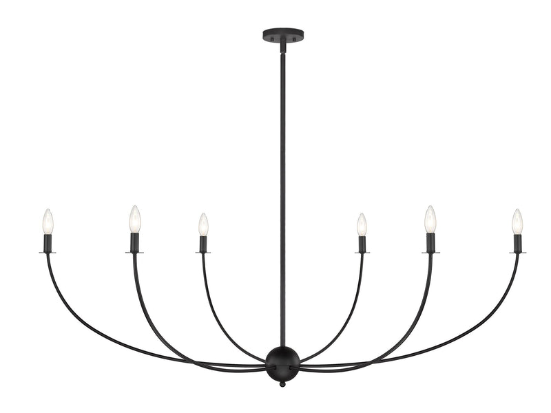 Shannon 6 Light 62" Chandelier in Matte Black