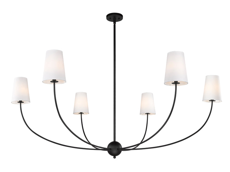 Shannon 6 Light 62" Chandelier in Matte Black