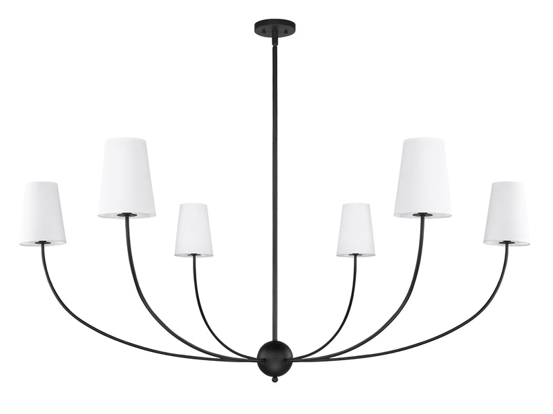 Shannon 6 Light 62" Chandelier in Matte Black