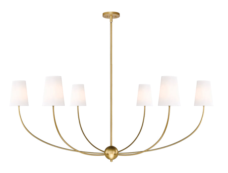 Shannon 6 Light 62" Chandelier in Rubbed Brass