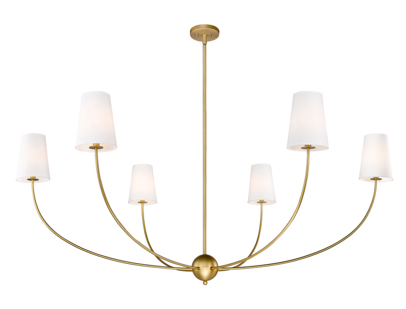 Shannon 6 Light 62" Chandelier in Rubbed Brass