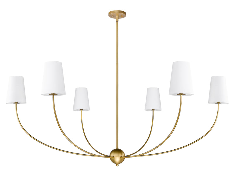 Shannon 6 Light 62" Chandelier in Rubbed Brass