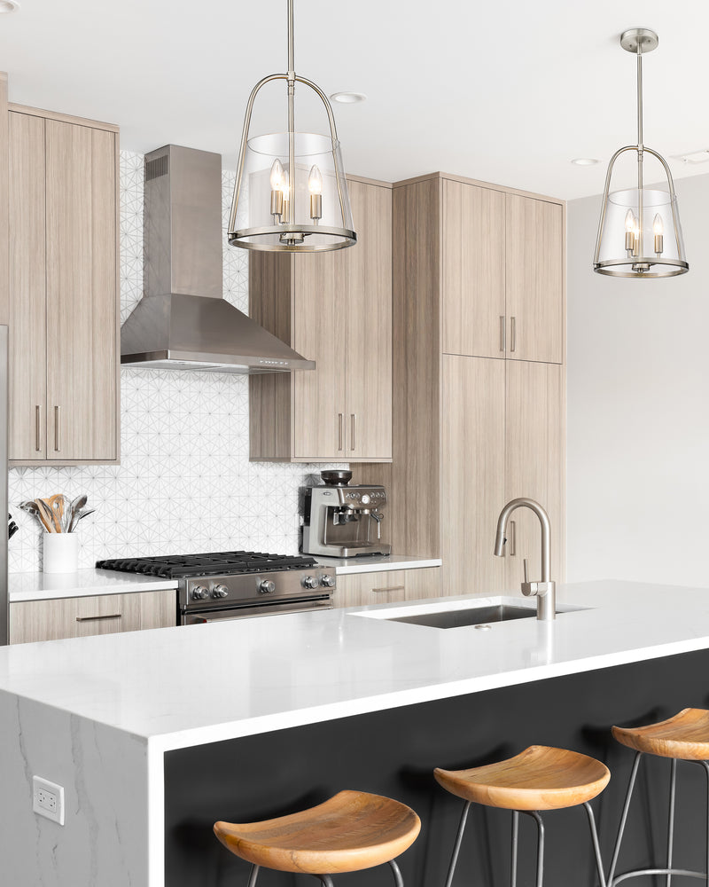 Archis 3 Light 12" Pendant in Brushed Nickel in a room setting
