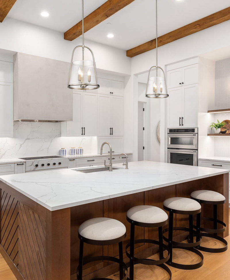 Archis 3 Light 12" Pendant in Brushed Nickel in a room setting