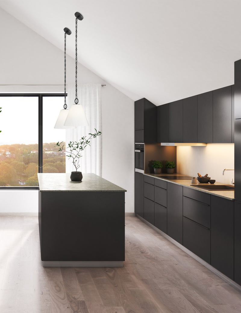 Alaric 1 Light 14" Pendant in Matte Black in a room setting