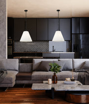 Alaric 3 Light 18" Pendant in Matte Black in a room setting