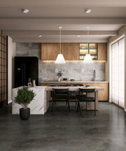 Alaric 3 Light 18" Pendant in Polished Nickel in a room setting