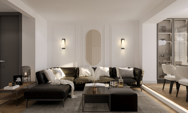 Farrell 1 Light 7.25" Wall Sconce in Matte Black in a room setting