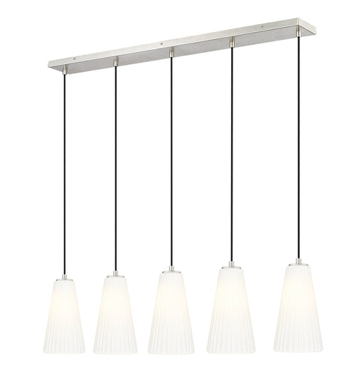 Farrell 5 Light 42" Linear Pendant, 11" Tall in Brushed Nickel