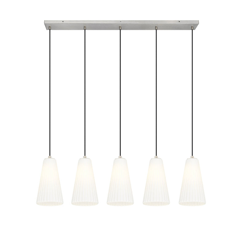 Farrell 5 Light 42" Linear Pendant, 11" Tall in Brushed Nickel