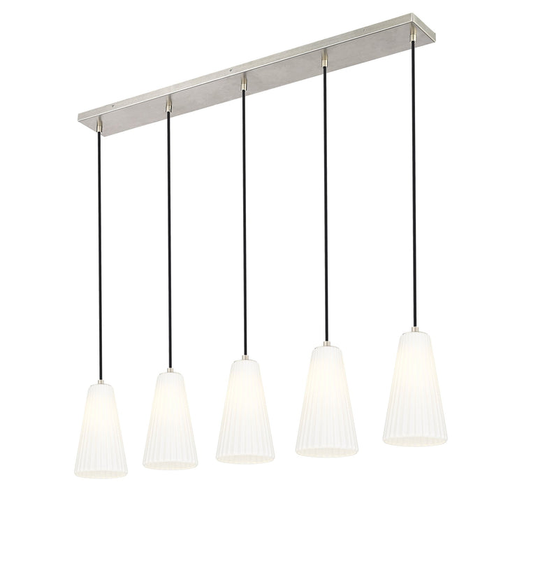 Farrell 5 Light 42" Linear Pendant, 11" Tall in Brushed Nickel
