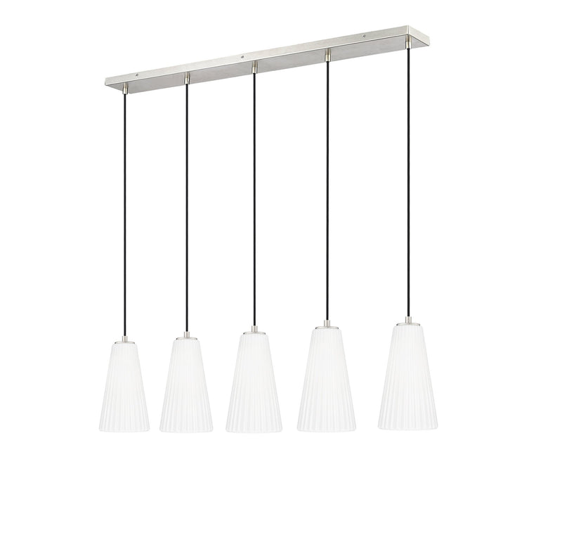 Farrell 5 Light 42" Linear Pendant, 11" Tall in Brushed Nickel