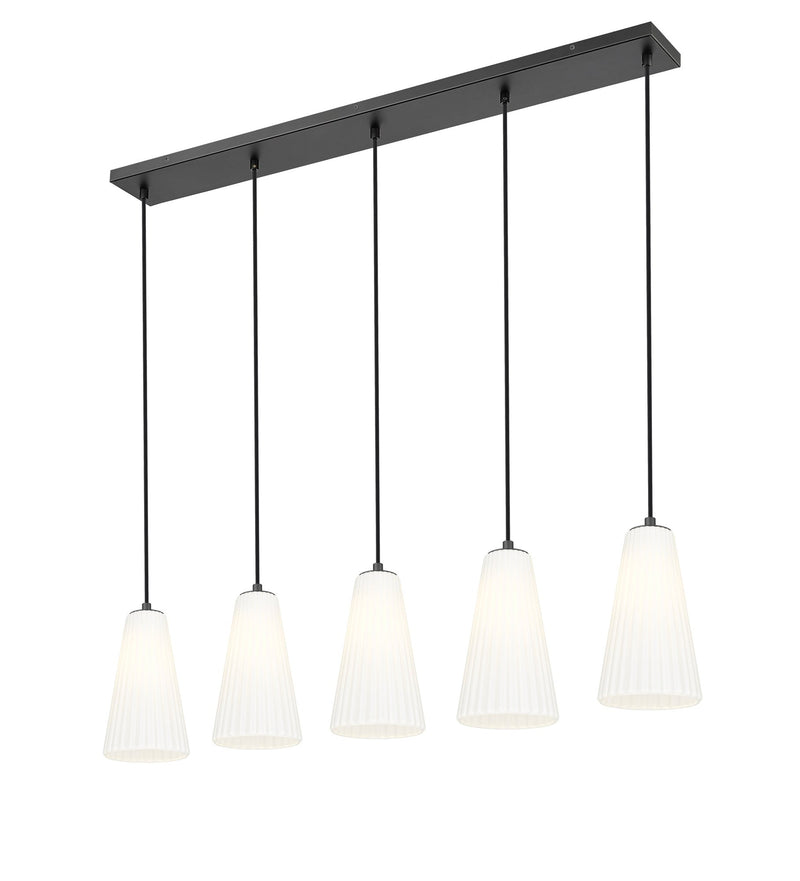 Farrell 5 Light 42" Linear Pendant, 11" Tall in Matte Black
