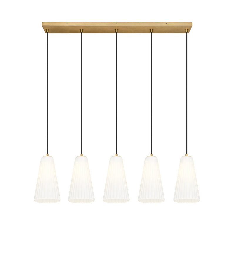 Farrell 5 Light 42" Linear Pendant, 11" Tall in Modern Gold
