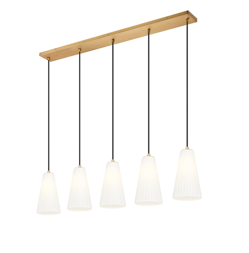 Farrell 5 Light 42" Linear Pendant, 11" Tall in Modern Gold