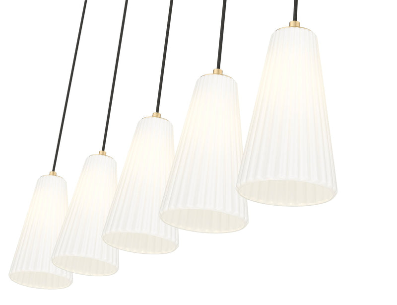 Farrell 5 Light 42" Linear Pendant, 11" Tall in Modern Gold