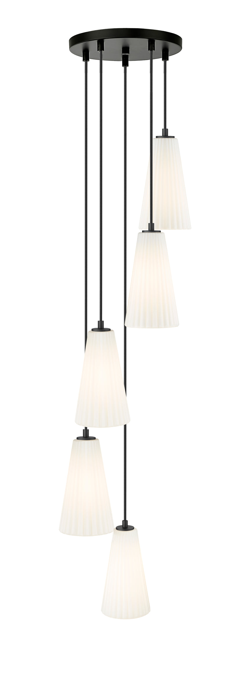 Farrell 5 Light 12" Pendant, 11" Tall in Matte Black