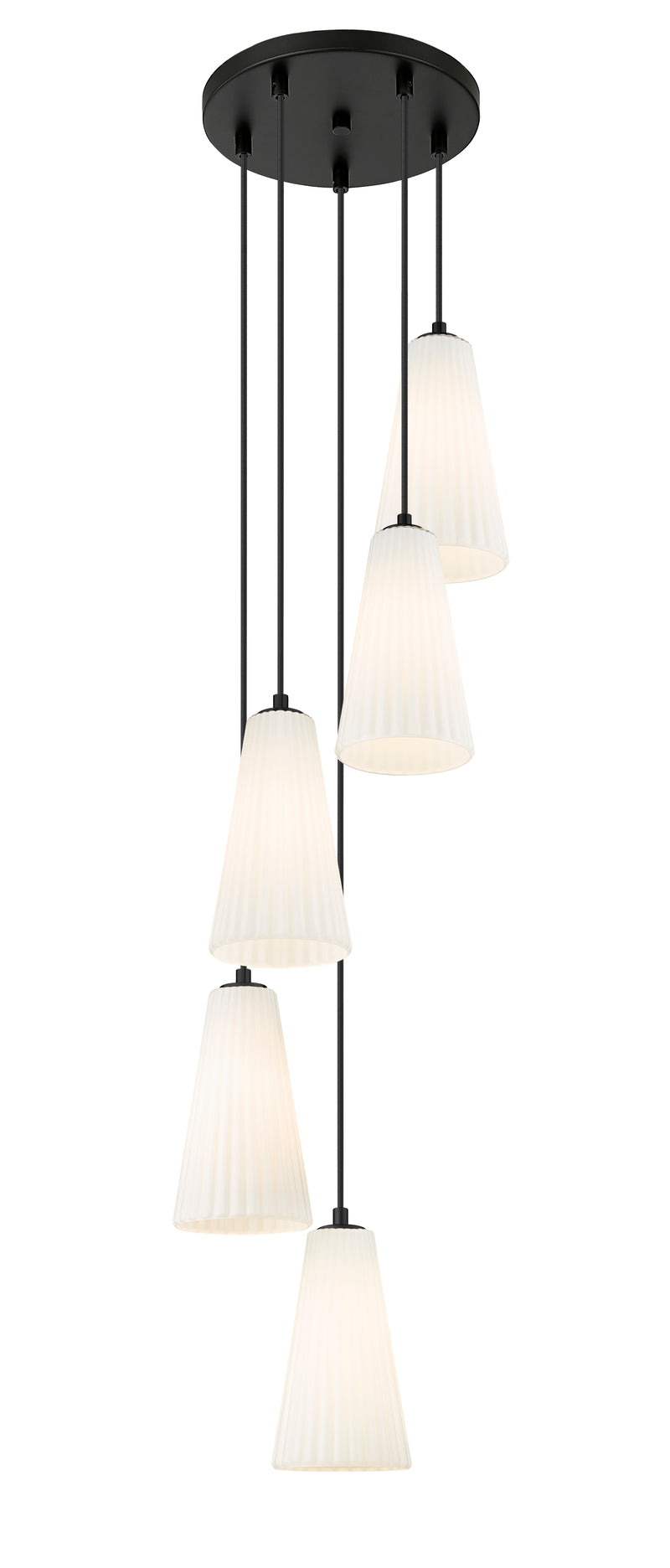 Farrell 5 Light 12" Pendant, 11" Tall in Matte Black