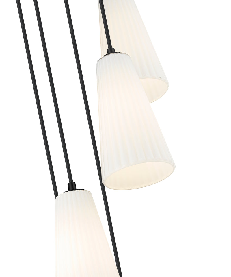 Farrell 5 Light 12" Pendant, 11" Tall in Matte Black
