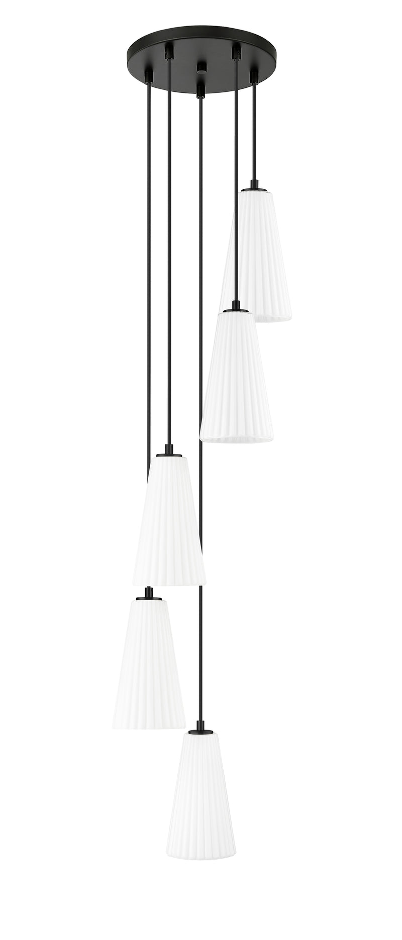Farrell 5 Light 12" Pendant, 11" Tall in Matte Black