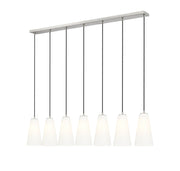 Farrell 7 Light 54" Linear Pendant, 11" Tall in Brushed Nickel