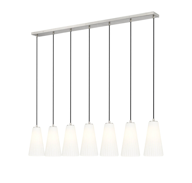 Farrell 7 Light 54" Linear Pendant, 11" Tall in Brushed Nickel