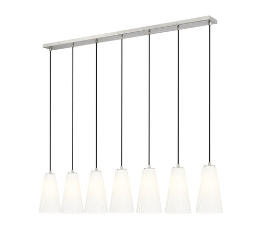 Farrell 7 Light 54" Linear Pendant, 11" Tall in Brushed Nickel