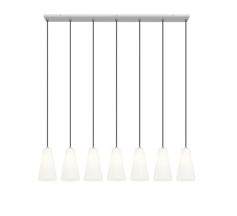 Farrell 7 Light 54" Linear Pendant, 11" Tall in Brushed Nickel