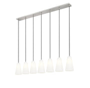 Farrell 7 Light 54" Linear Pendant, 11" Tall in Brushed Nickel