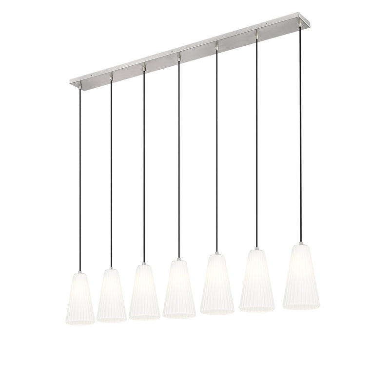 Farrell 7 Light 54" Linear Pendant, 11" Tall in Brushed Nickel