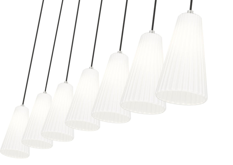 Farrell 7 Light 54" Linear Pendant, 11" Tall in Brushed Nickel