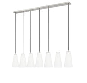Farrell 7 Light 54" Linear Pendant, 11" Tall in Brushed Nickel
