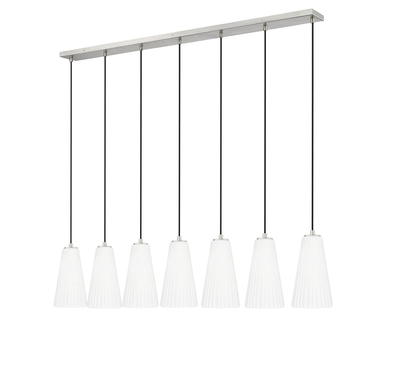 Farrell 7 Light 54" Linear Pendant, 11" Tall in Brushed Nickel