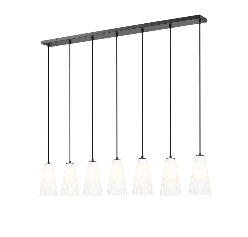 Farrell 7 Light 54" Linear Pendant, 11" Tall in Matte Black