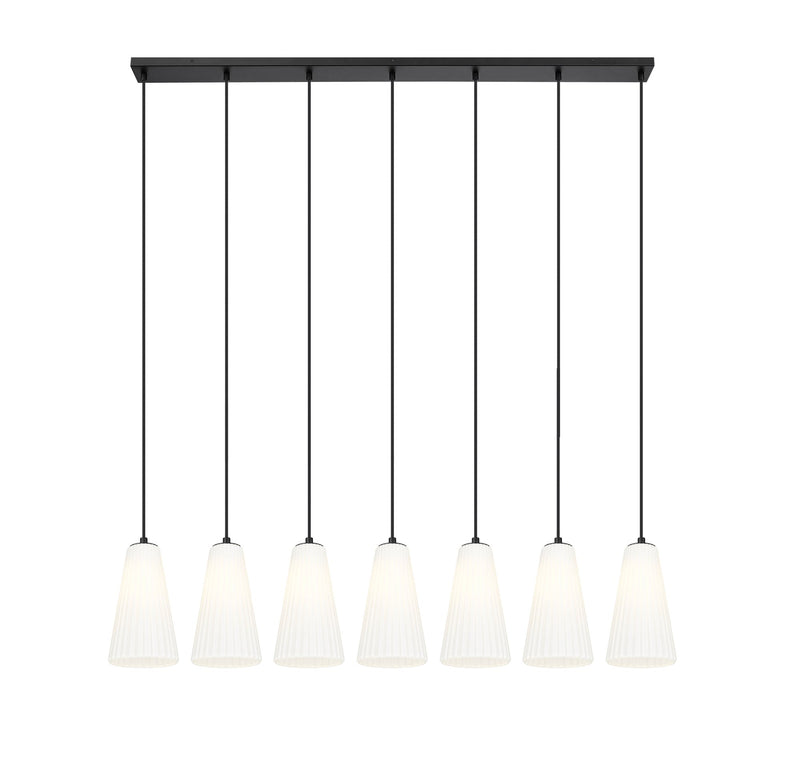 Farrell 7 Light 54" Linear Pendant, 11" Tall in Matte Black
