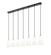 Farrell 7 Light 54" Linear Pendant, 11" Tall in Matte Black