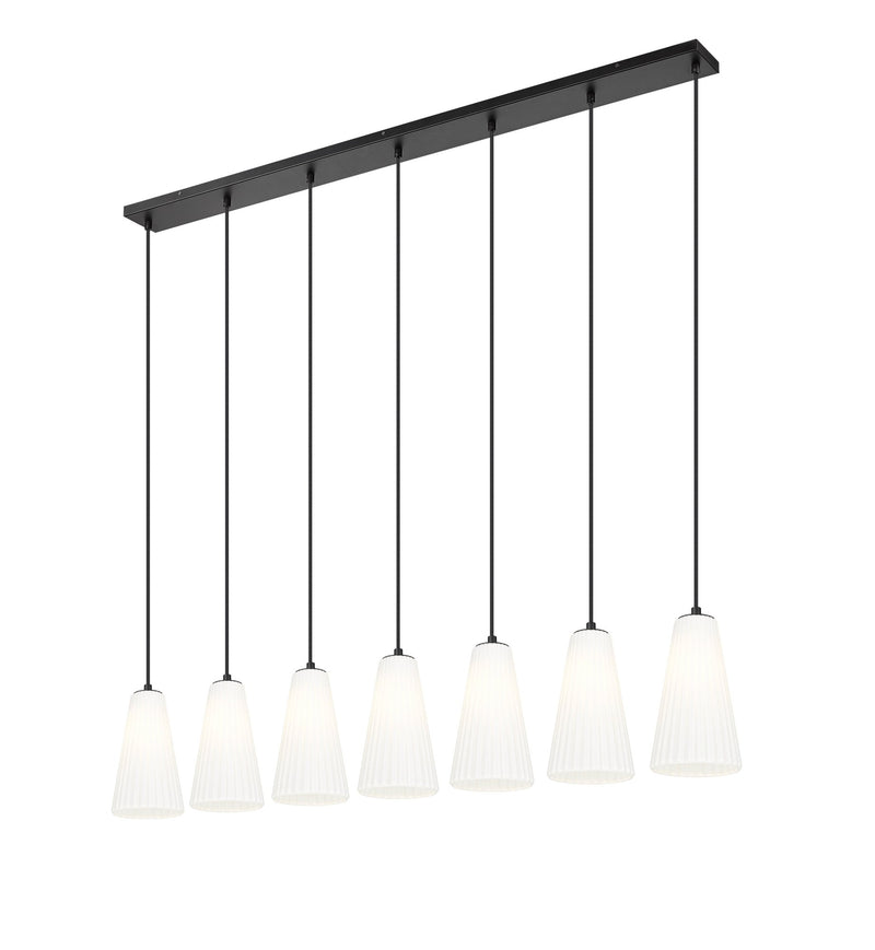 Farrell 7 Light 54" Linear Pendant, 11" Tall in Matte Black