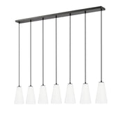 Farrell 7 Light 54" Linear Pendant, 11" Tall in Matte Black