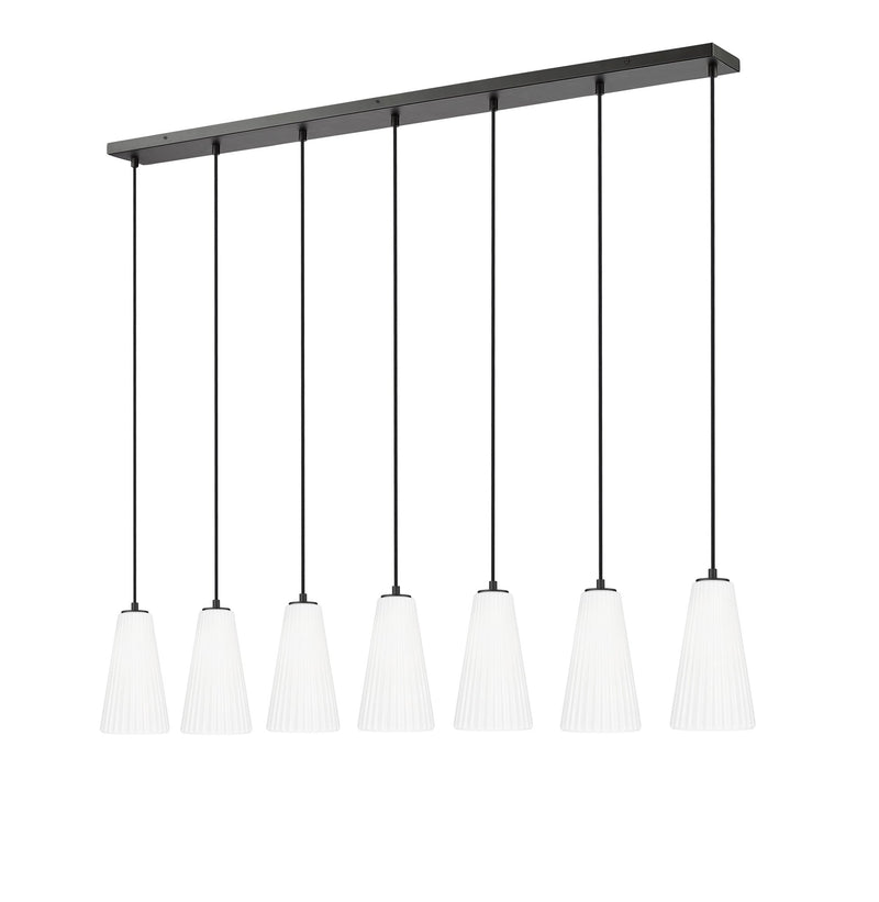Farrell 7 Light 54" Linear Pendant, 11" Tall in Matte Black