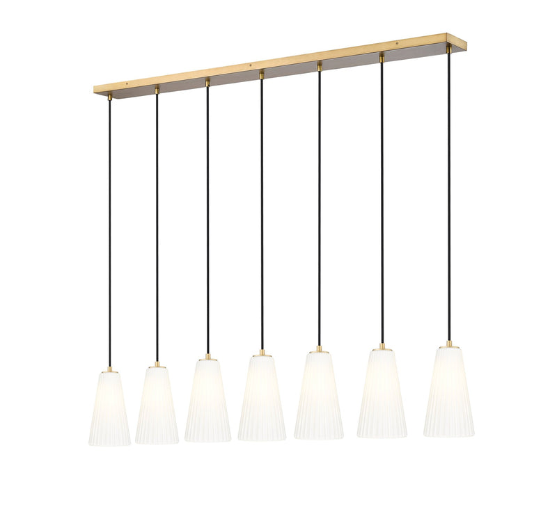 Farrell 7 Light 54" Linear Pendant, 11" Tall in Modern Gold