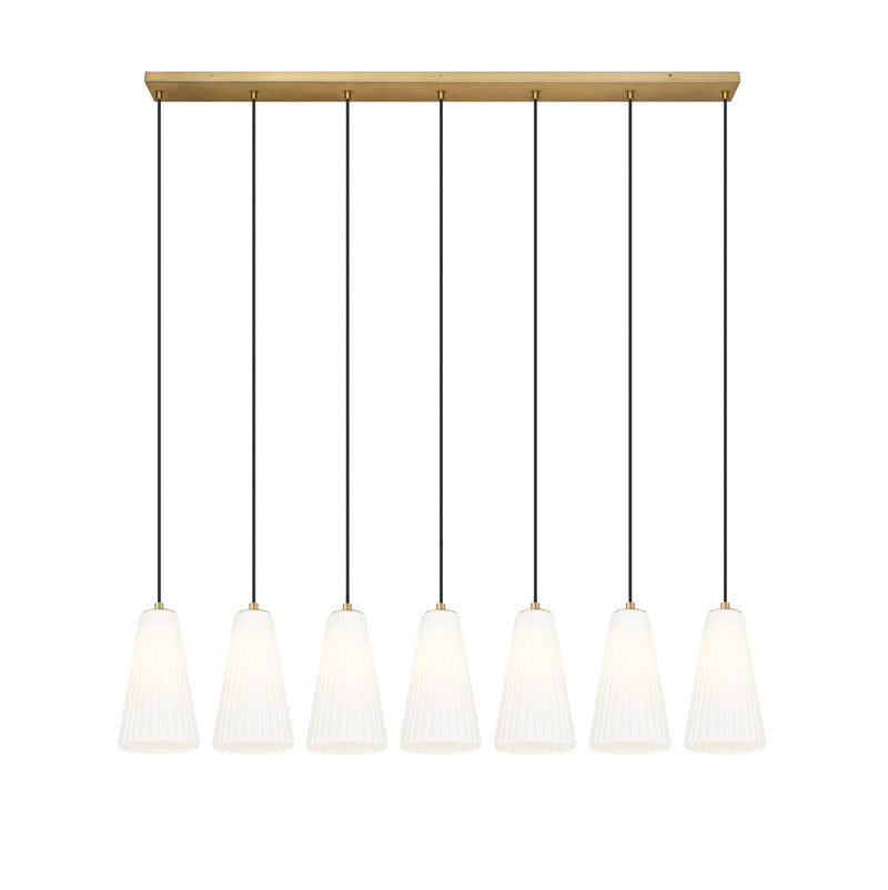 Farrell 7 Light 54" Linear Pendant, 11" Tall in Modern Gold