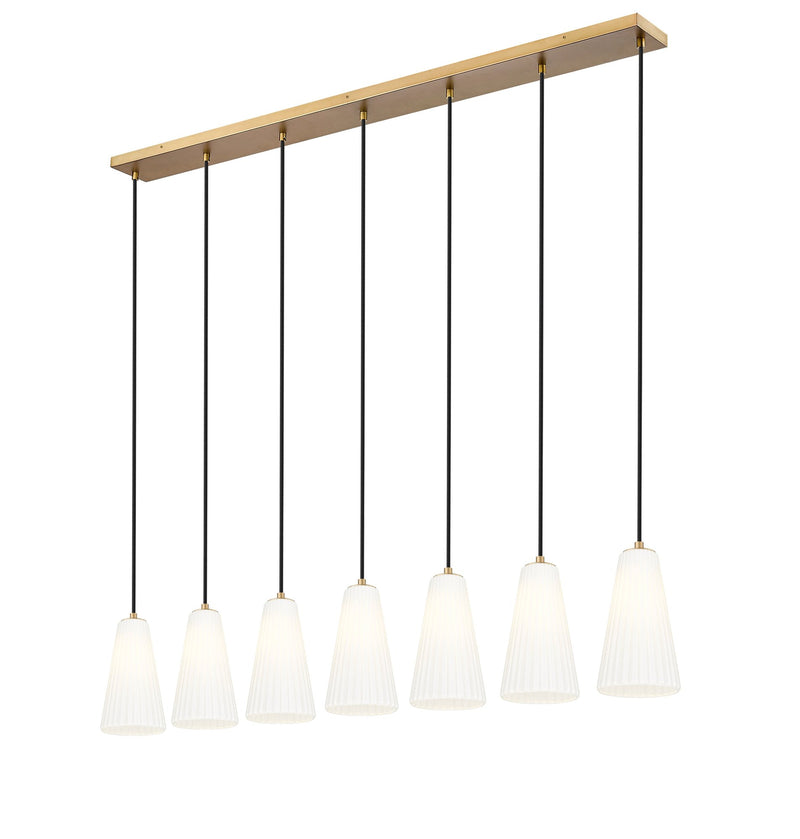 Farrell 7 Light 54" Linear Pendant, 11" Tall in Modern Gold
