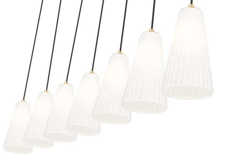 Farrell 7 Light 54" Linear Pendant, 11" Tall in Modern Gold